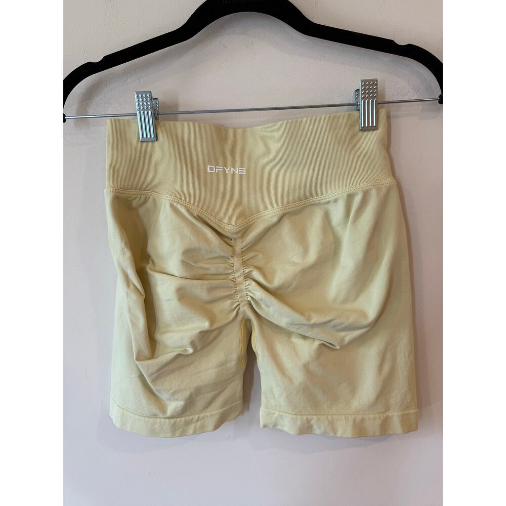 DFYNE High Rise Pull On Ruched Impact Shorts Yellow Women's Size - Picture 2 of 7